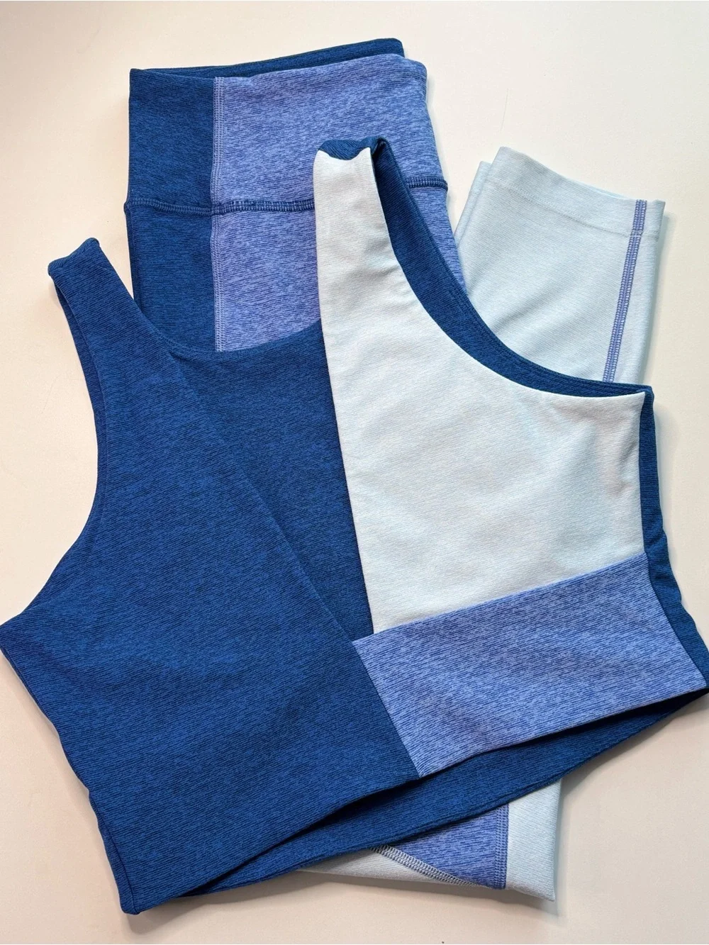 Outdoor Voices Venus Crop Top Leggings Set Blue Colorblock Medium